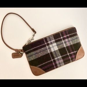 **Vintage** Coach Wool Plaid wristlet Original Box